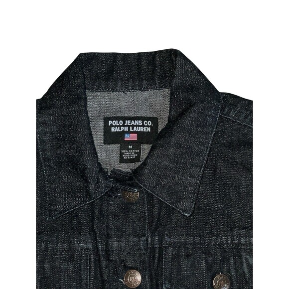 VTG Polo Jeans Co. Ralph Lauren Jacket Black Denim Trucker Western Womens Size M - Picture 3 of 6
